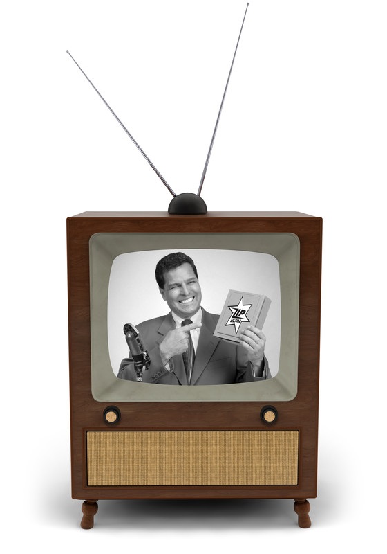 An advertisement on an old TV Set