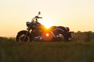 motorcycle in a Kansas sunset