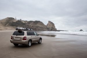 Hatchback on the shores in Maine