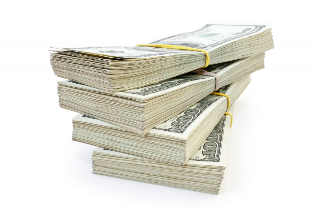 lot of money isolated on white background